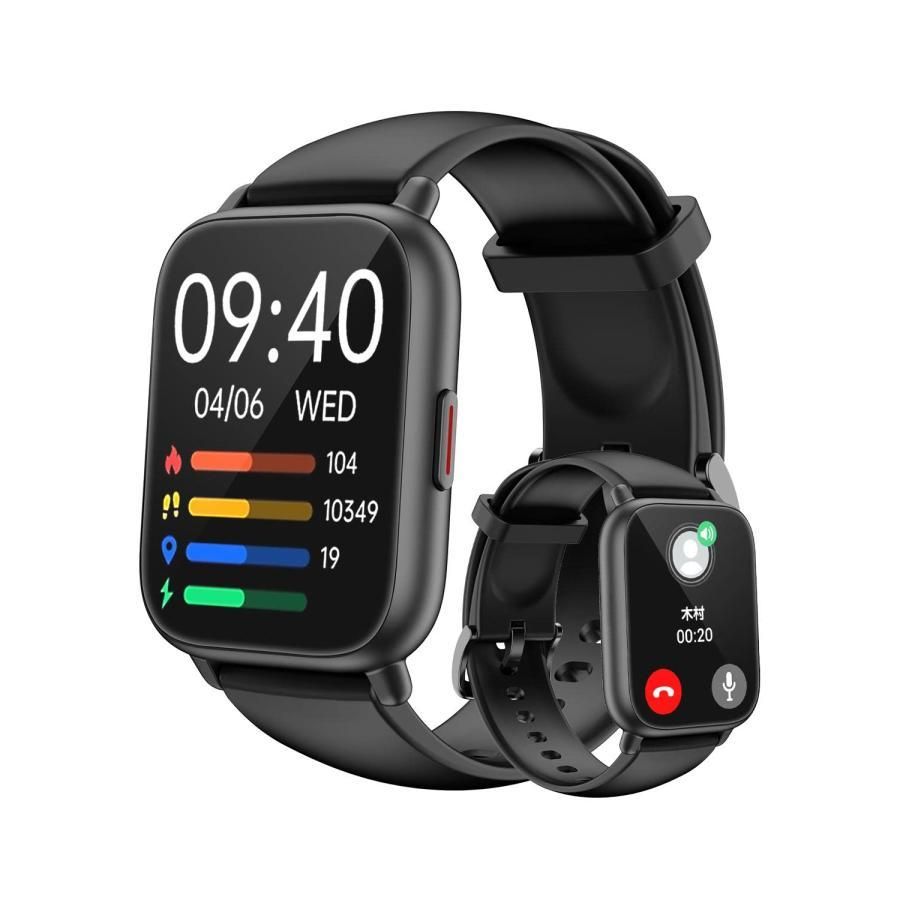 RUIMEN スマートウォッチ 通話機能付き Smart Watch iPhone アンドロイド対応 歩数計 腕時計 着信＆メッセージ通知 睡眠管理