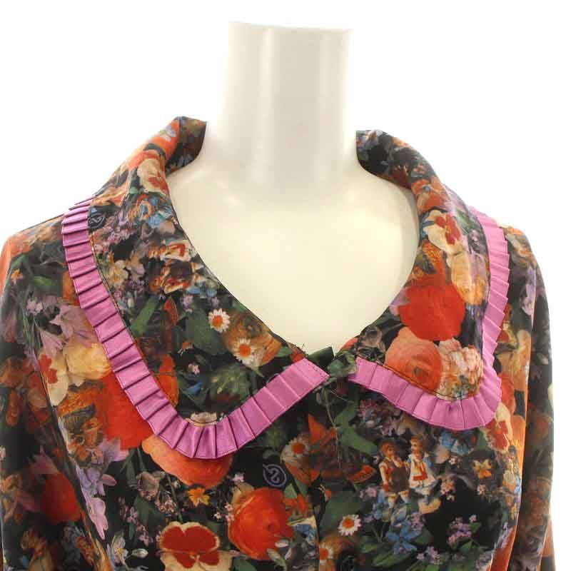 ＆ellecy 花柄 フリル シャツ 長袖