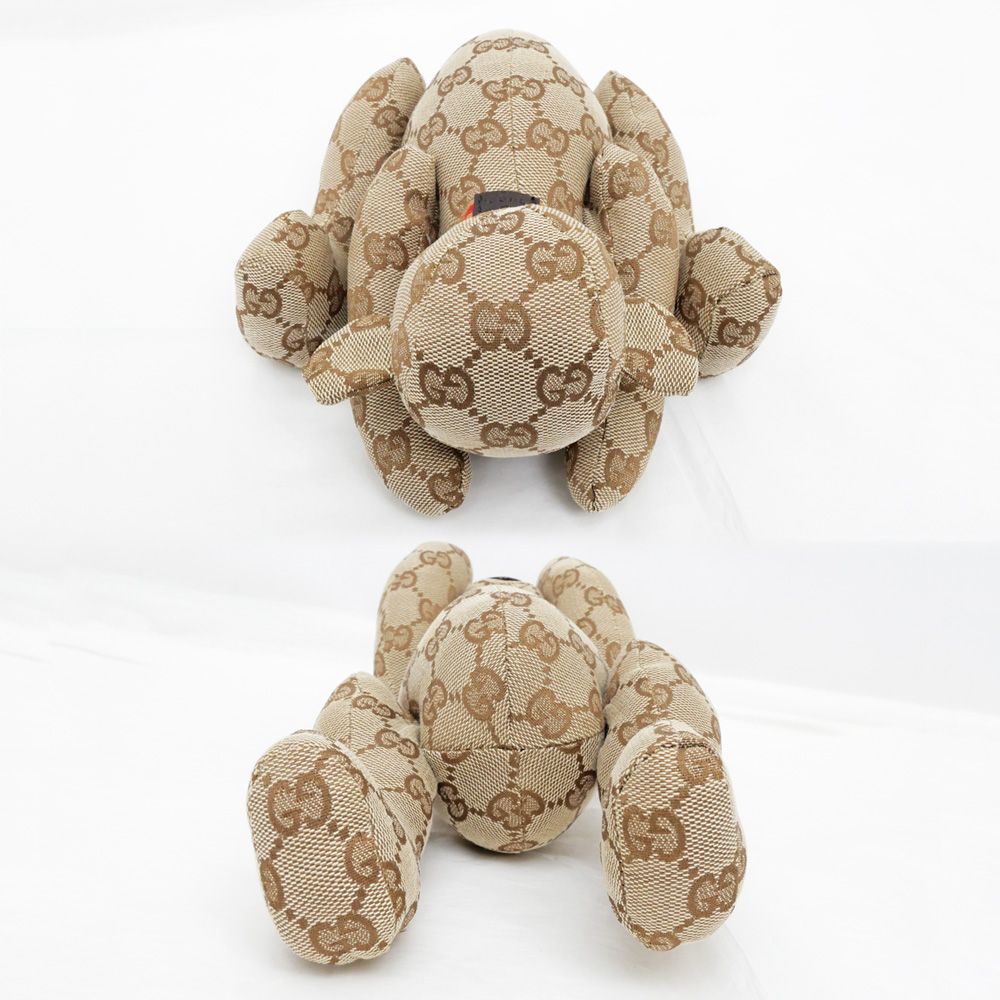名東】【GUCCI】グッチ GGキャンバス テディベア ベージュ 置物