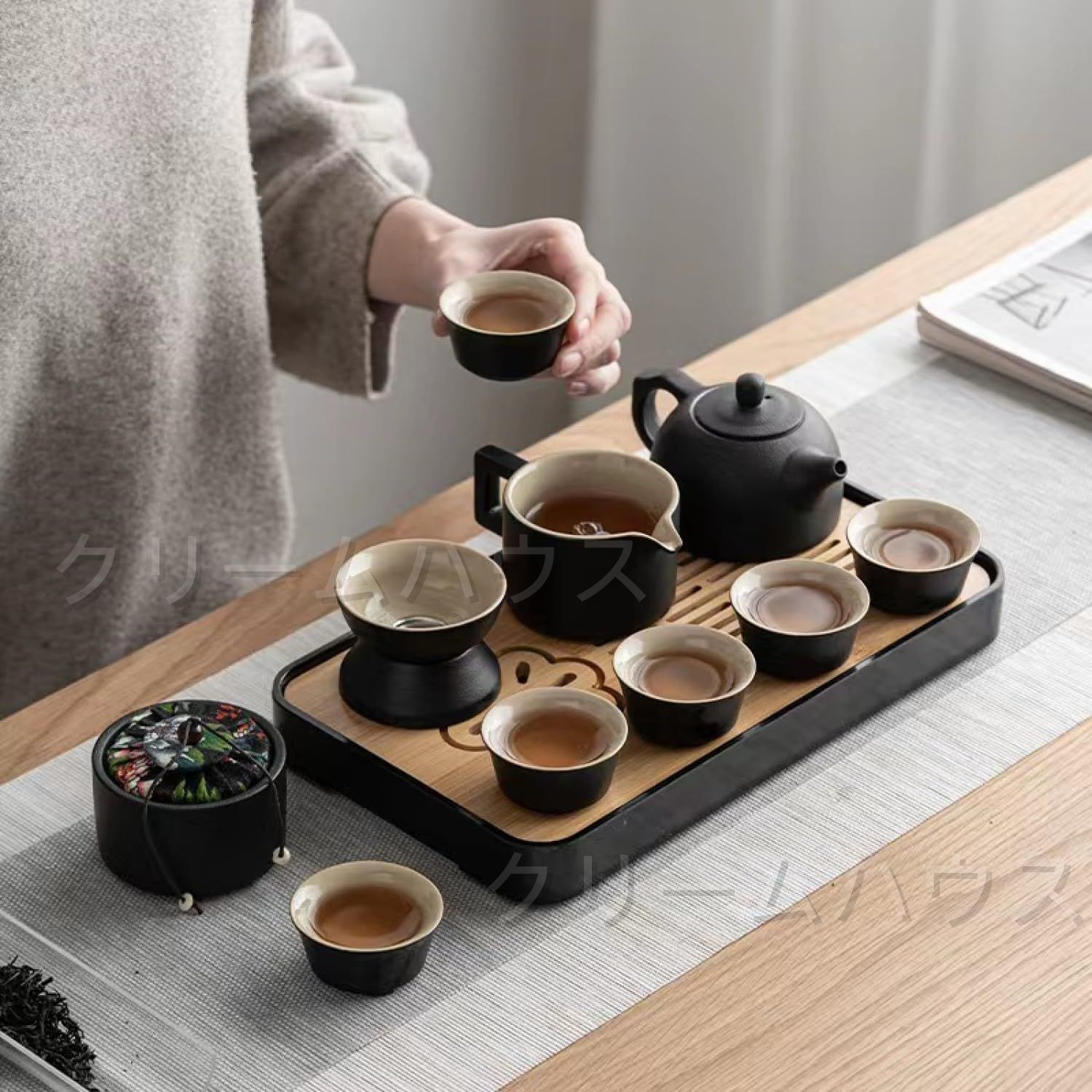 【新品・未使用】清水焼　急須、湯呑み、茶器 #茶器揃い、お茶、日本茶、緑茶 新しい未使用 茶器セット ティーセット 陶器 湯呑み 急須 11個