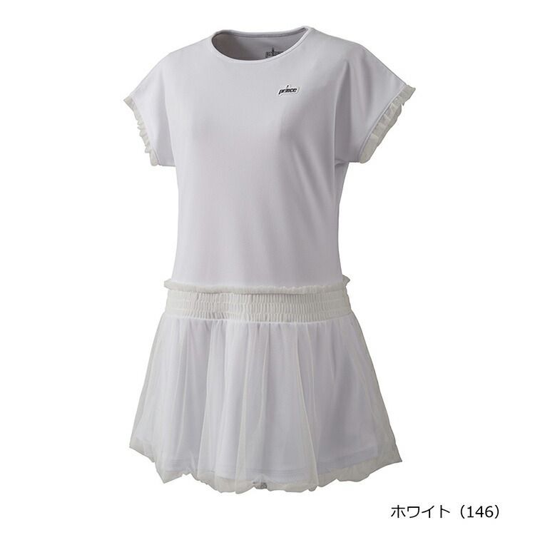 prince プリンス レディース ウィメンズ テニス ワンピース 吸水速乾 UPF50＋ 制電 ライトスムース 素材 ホワイト WS5405-146