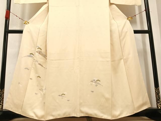 平和屋着物▽訪問着 単衣 型染め 笹竹文 正絹 逸品 AAAZ7822jh