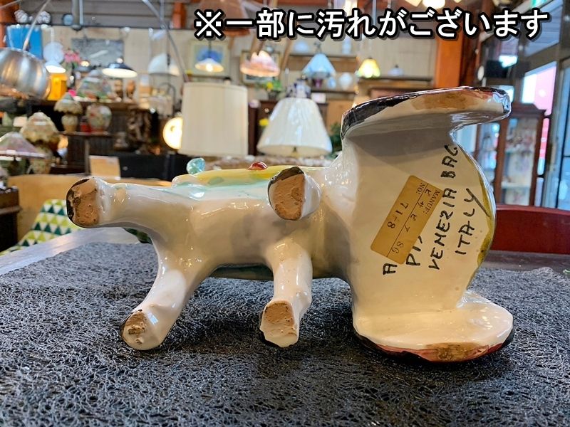 アンティーク ロバ 陶器製 花瓶 置物 物入れ ペン立て 馬車 イタリア製 ビンテージ カラフル フラワーベース 花器 ME0817-2 - メルカリ