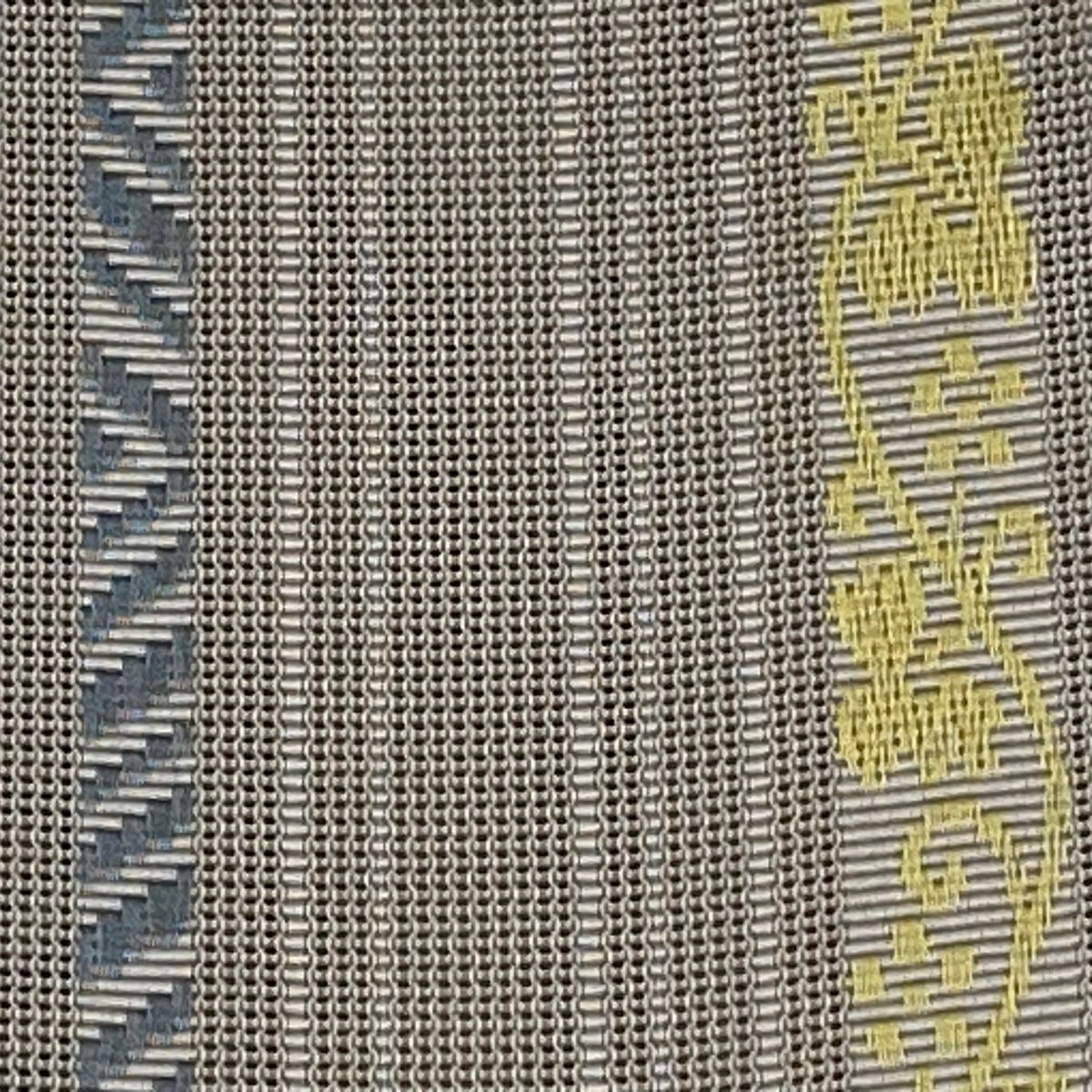 角帯 証紙 夏帯 紗 本場筑前博多織 縞 花唐草 灰茶 正絹