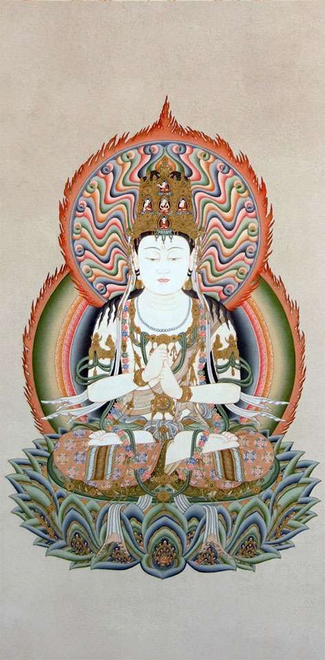 【新品未使用品】掛け軸 十三仏画 大日如来　時代物　箱あり　仏画　仏教美術 大日如来像 絹本 掛軸 今野 可啓 仏画 仏教美術｜日本画