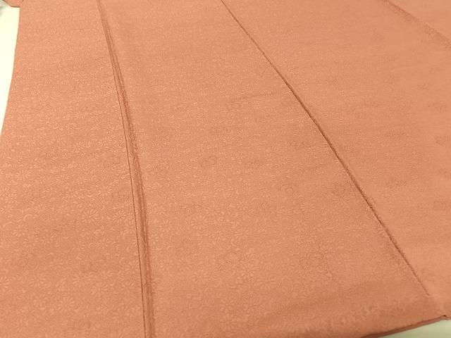 平和屋着物○上質な色無地 花唐草地紋 甚三紅色 正絹 逸品 AAAV9008np