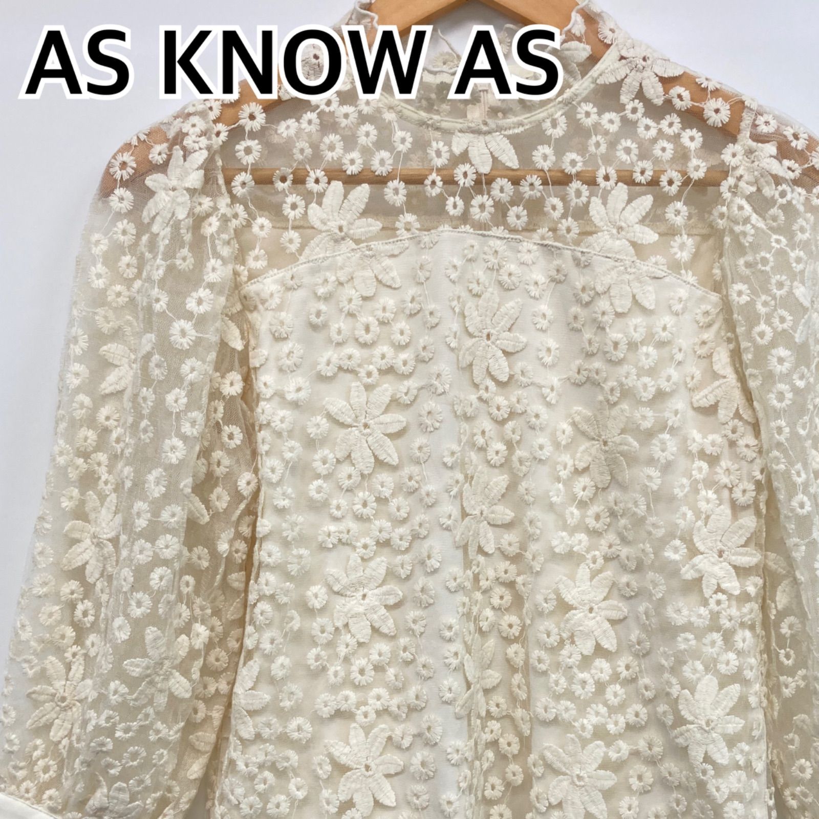 AS KNOW AS アズノゥアズ トップス 長袖 ブラウス 花柄 アイボリー CT1748