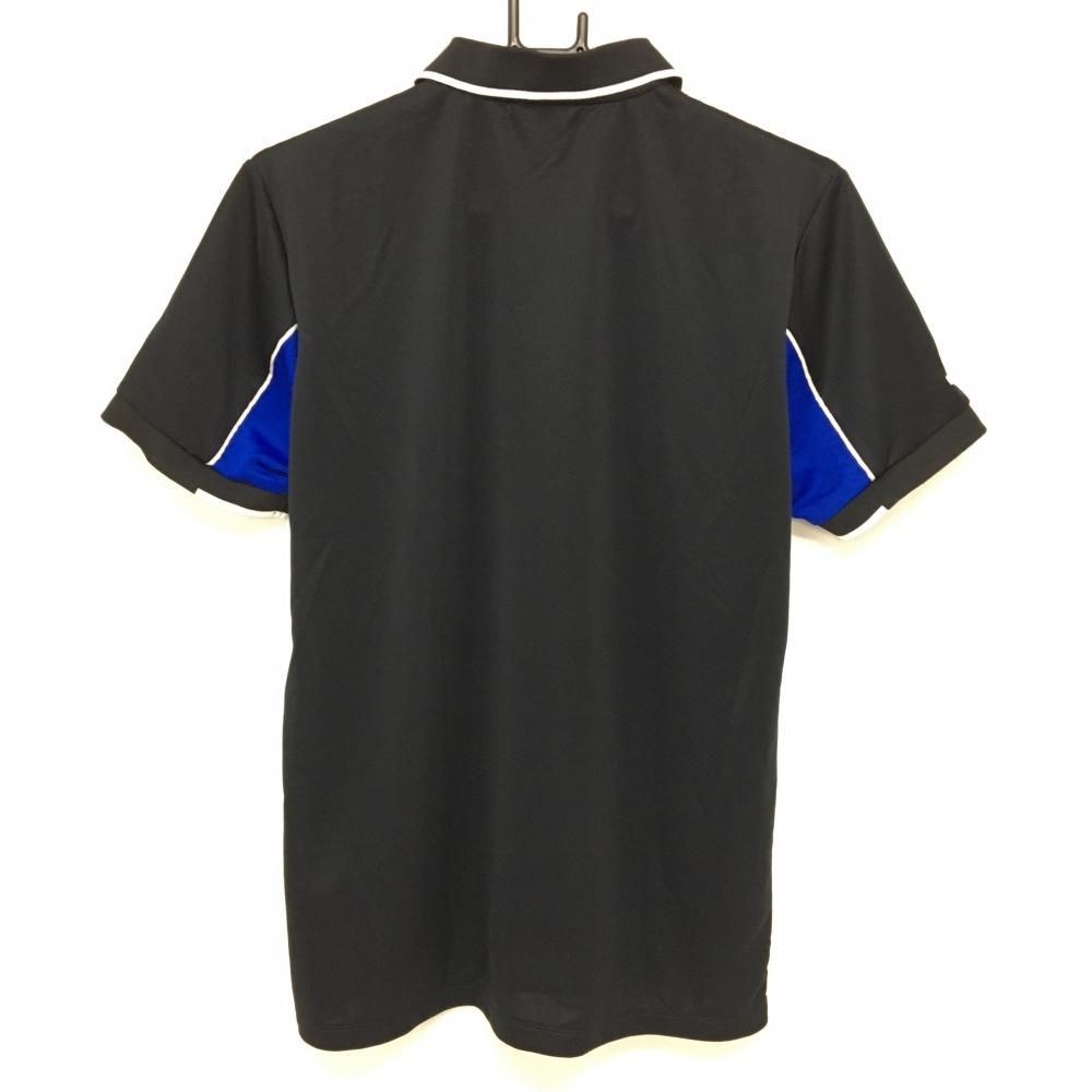 超美品】ジュンアンドロペ 半袖ポロシャツ 黒×ブルー 襟ワッペン