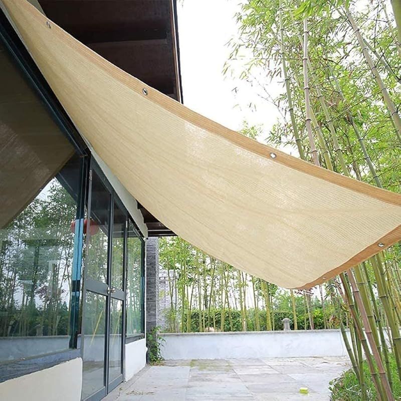 日除け シェード オーニング 庭・バルコニー用 アンズ。日除けセイル UVカット ガーデン 庭 バルコニー用 (ベージュ)完成品 全14サイズ 一平方メートルあたり約210グラムです (3M*5M) 0