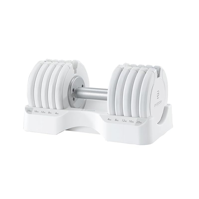 可変式ダンベル 20kg Pure Series ホワイト 5段階調整 バイズーム byzoom ホワイト 単品 1