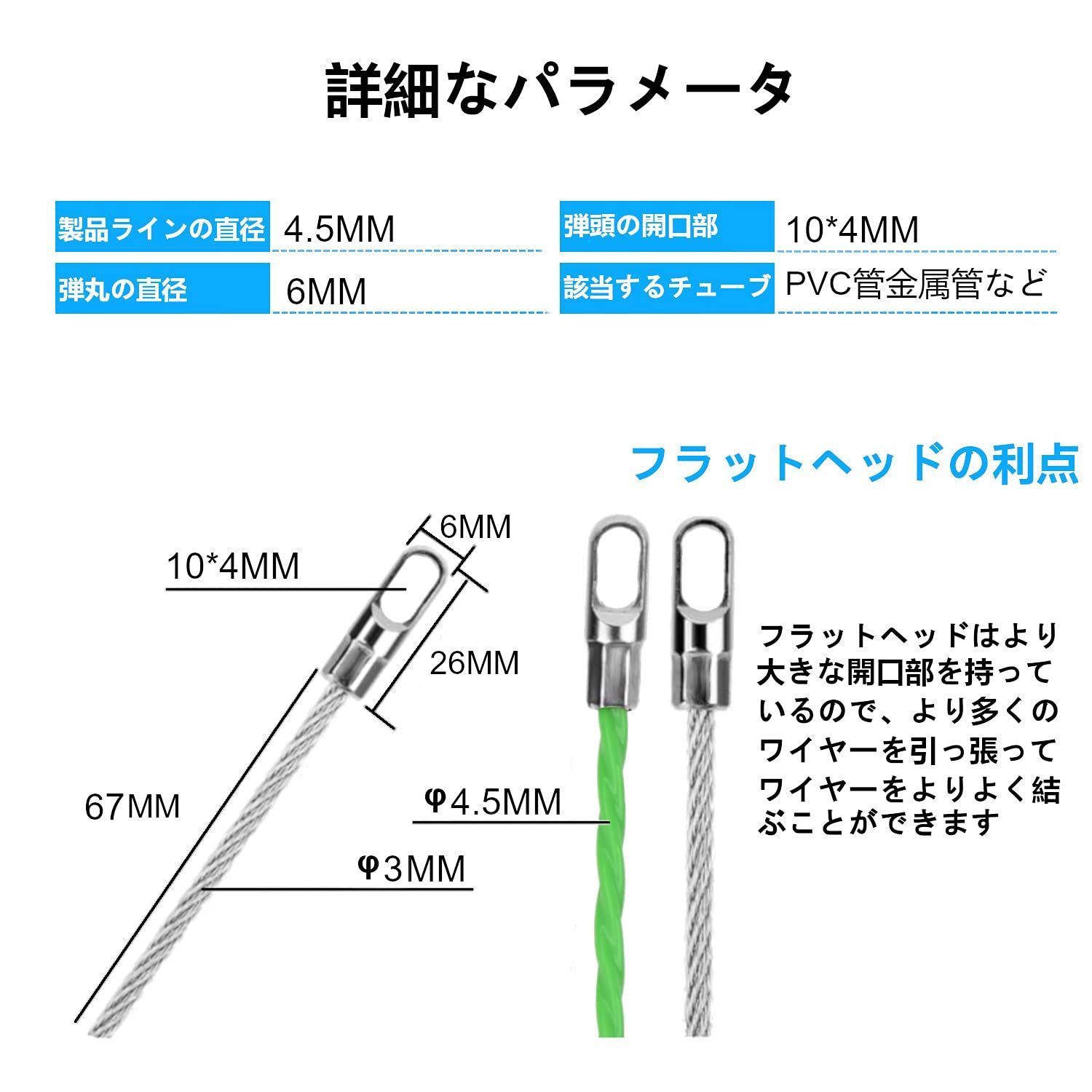 15m 4.5mm ロッド径 通線 グリーン) スチールワイヤー 通線工具 入線専用ワイヤー 【LCYOUTH】通線 - メルカリ