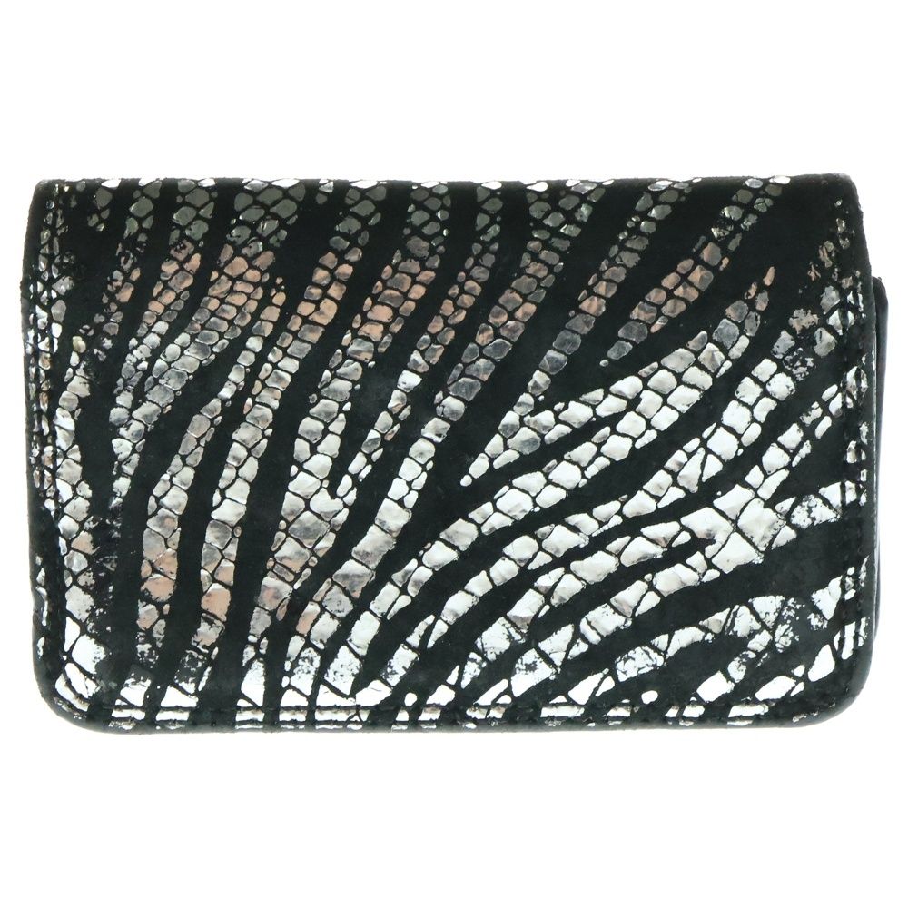 CHROME HEARTS クロムハーツ CARD CASE ゼブラ スクロールラベル レザーカードケース ブラック シルバー