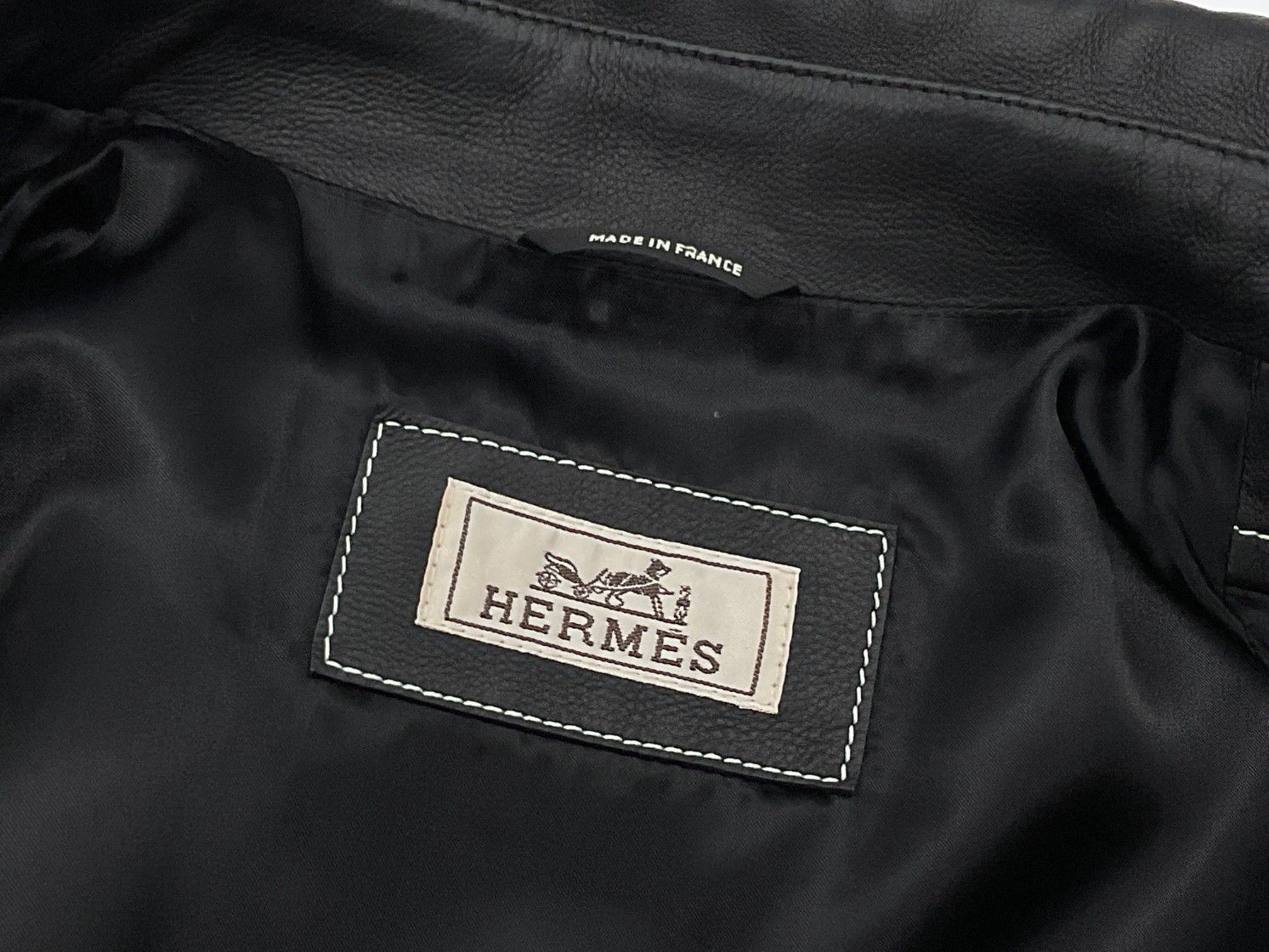 極美品 HERMES エルメス 50 ブラック 下げ札付き カーフレザーW