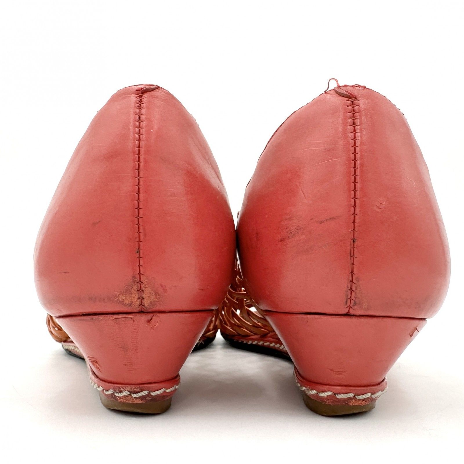 COLE HAAN フラットシューズ 本革 オレンジ レッド 670A - メルカリ