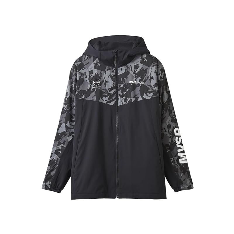 彡DESCENTE デサント HEATNAVI 総柄グラフィック スリーブロゴ フルジップフーディー BKBK XO 0