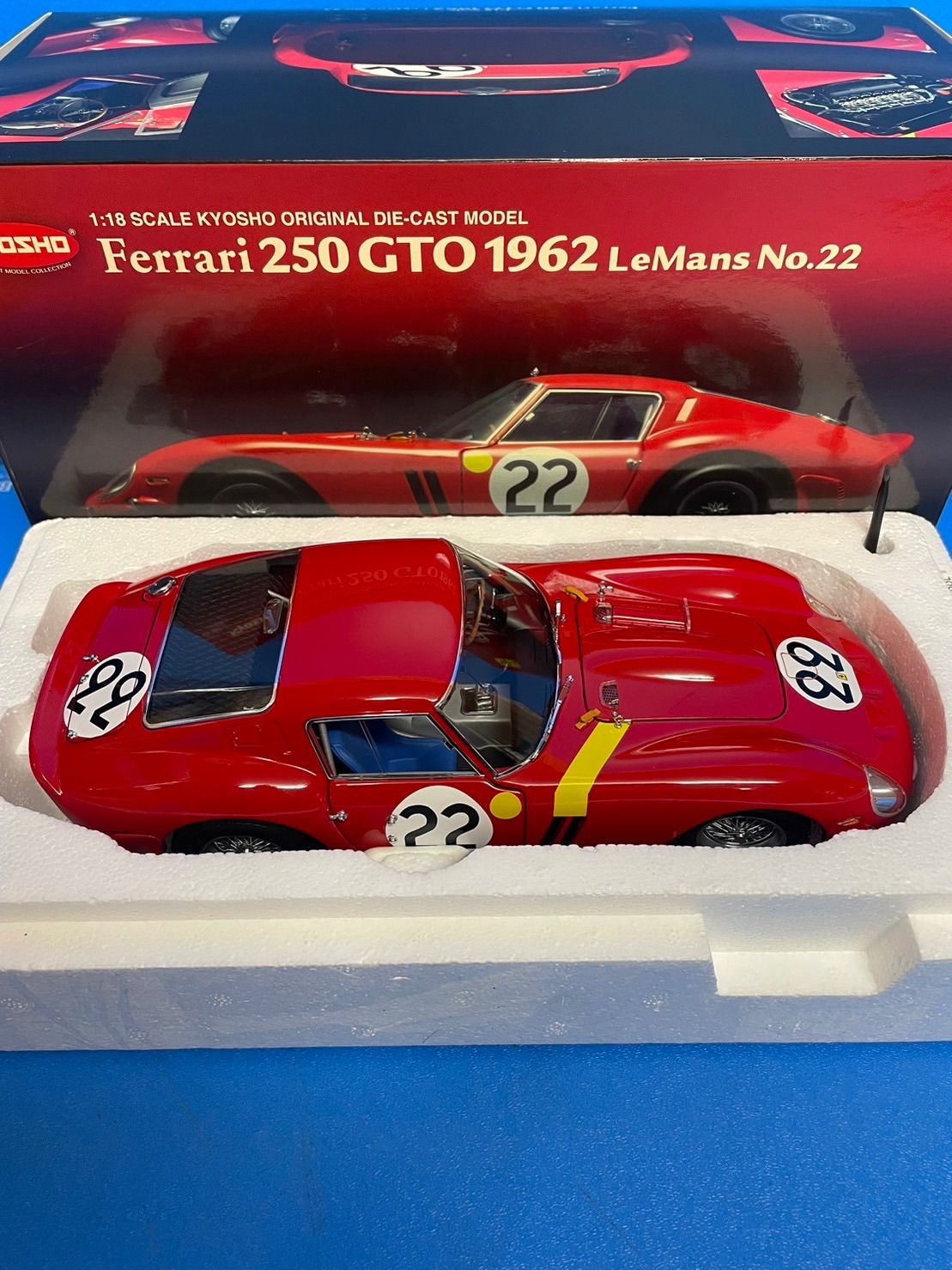 京商 1/18 フェラーリ 250 GTO 1962 No.22 ル・マン - ミニカー