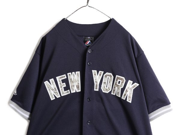 MLB オフィシャル Majestic ヤンキース ベースボールシャツ XL 紺 - メルカリ