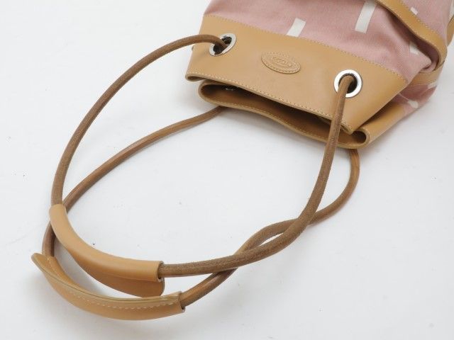 TOD's トッズ ハンドバッグ キャメル レザー キャンバス ロゴ TOD's トッズ ハンドバッグ キャメル レザー キャンバス ロゴ