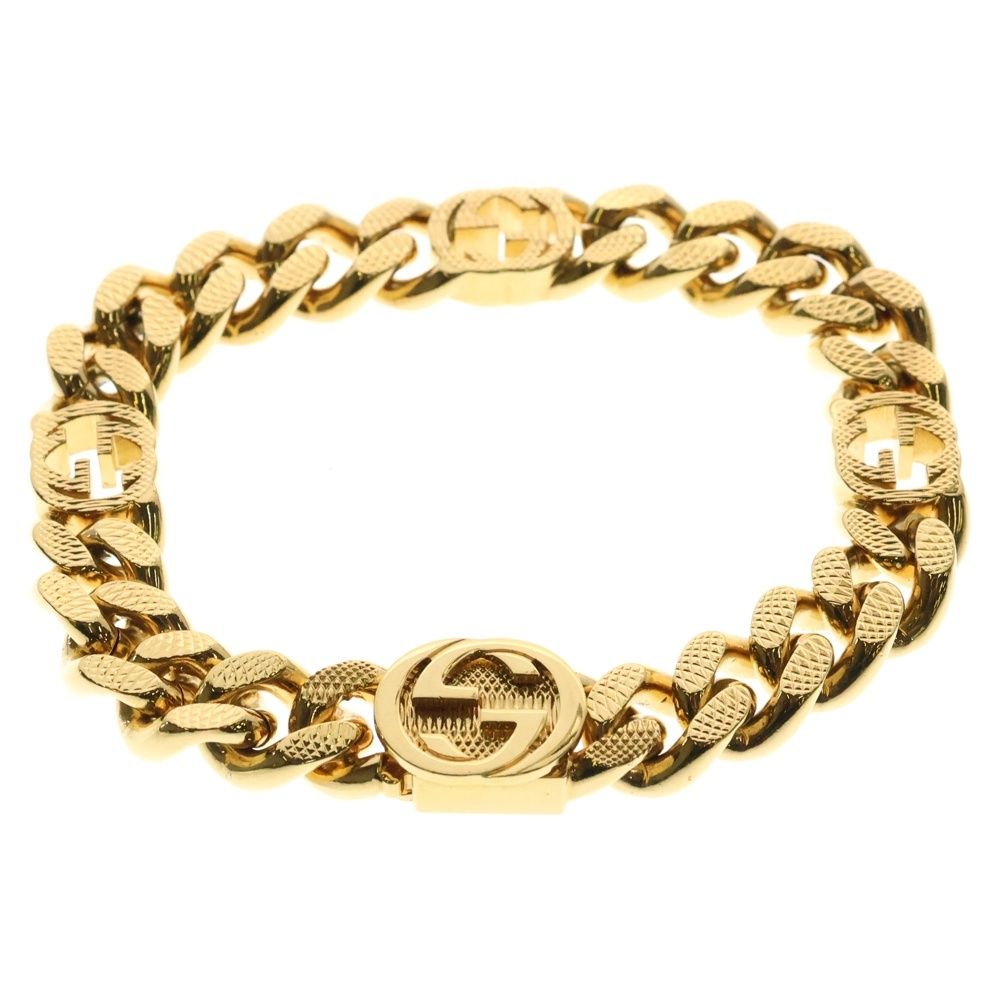 GUCCI グッチ インターロッキング GGロゴ チェーンブレスレット ゴールド 675758