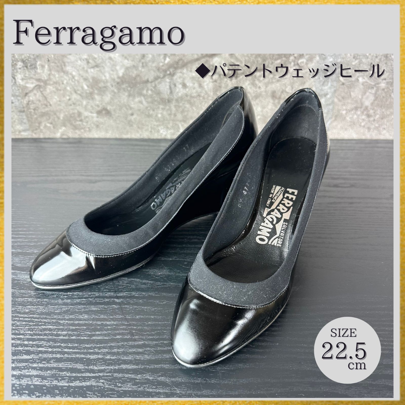 フェラガモ パンプス パテント ブラック フェラガモ ヴァラ 黒パテント