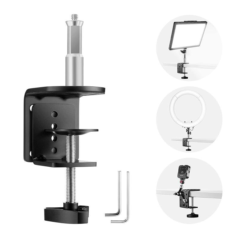 【新着商品】NEEWER 耐荷重Cデスククランプ ライトスタンド用取り付けコラム 調節可能な金属製テーブルクランプ 1/4
