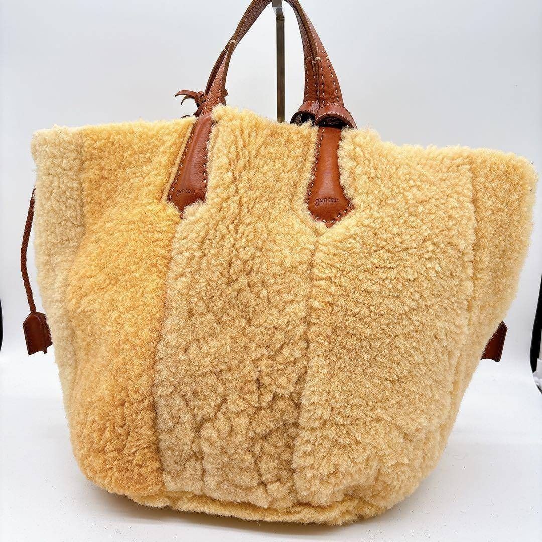 genten リバーシブル ムートン トートバッグ 肩掛け 2way A4