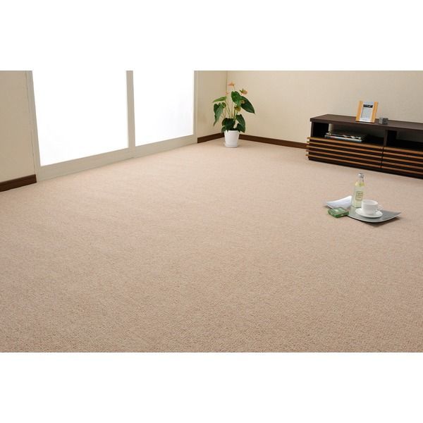 ラグマット 絨毯 江戸間 8畳 約352×352cm ベージュ 日本製 ウール100％ 防炎 防ダニ 抗菌 ホットカーペット可 オペラ