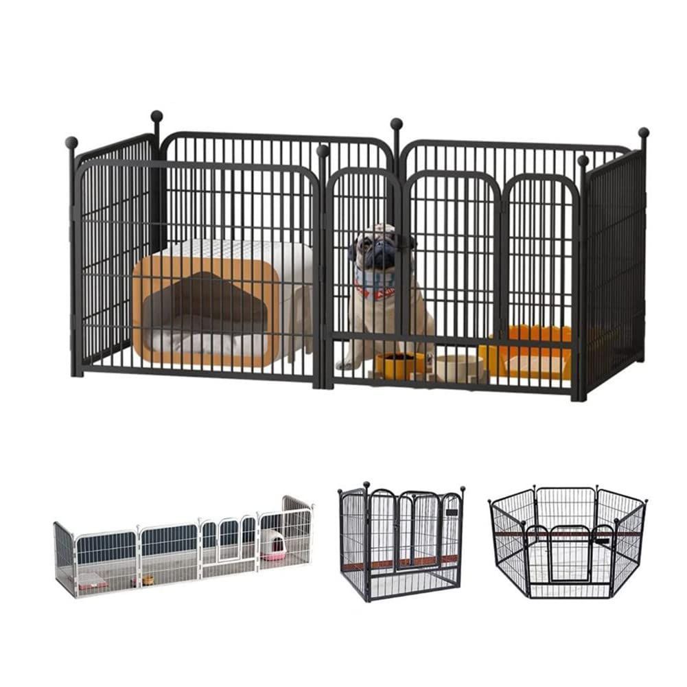 組立簡単 全成長期使用可 ジョイント式 折り畳み式 室内室外兼用 うさぎケージ 工具不要 中型犬 小型犬 形組み換え ペットサークル 扉付き 犬フェンス ペットフェンス ブラック DINGHANGペットケージ