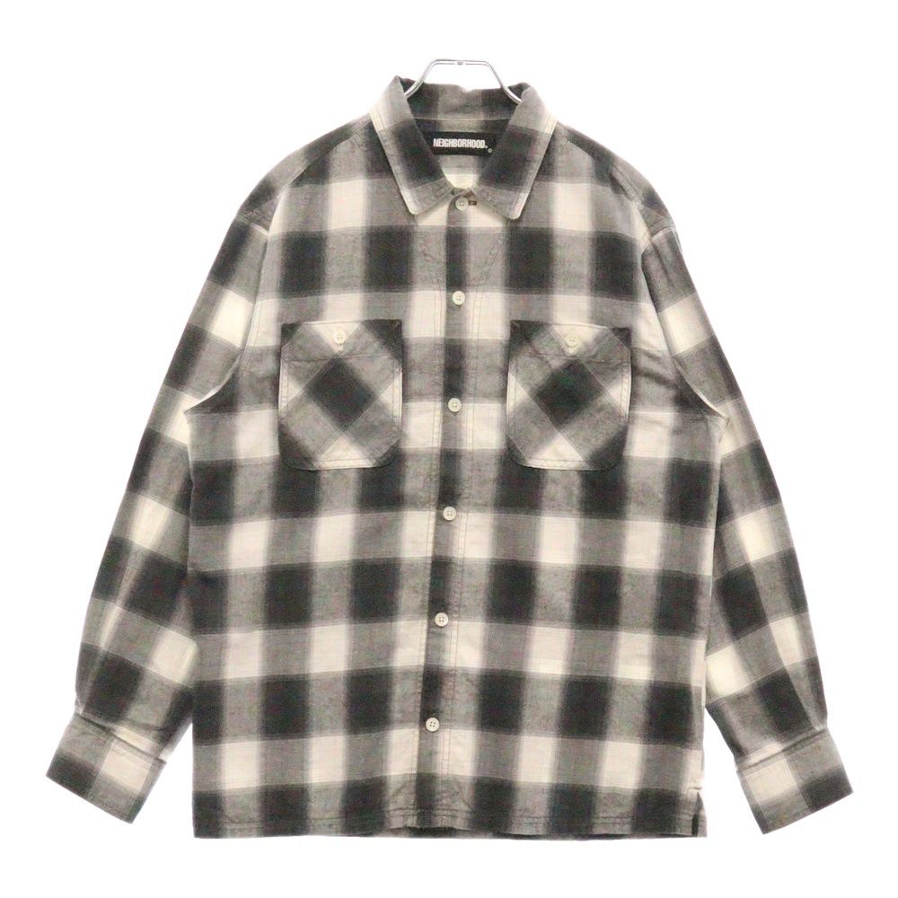 NEIGHBORHOOD ネイバーフッド 21SS B-C C-SHIRT .LS チェック柄 長袖 タックアウトシャツ ブラック|ホワイト 211ARNH-SHM03
