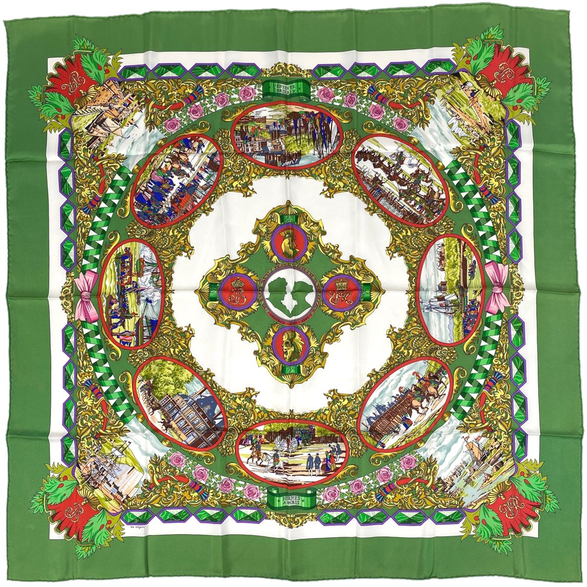 HERMESスカーフ 仏英同盟 エルメス HERMES カレ 90 LENTENTE CORDIALE 仏英同盟 スカーフ シルク