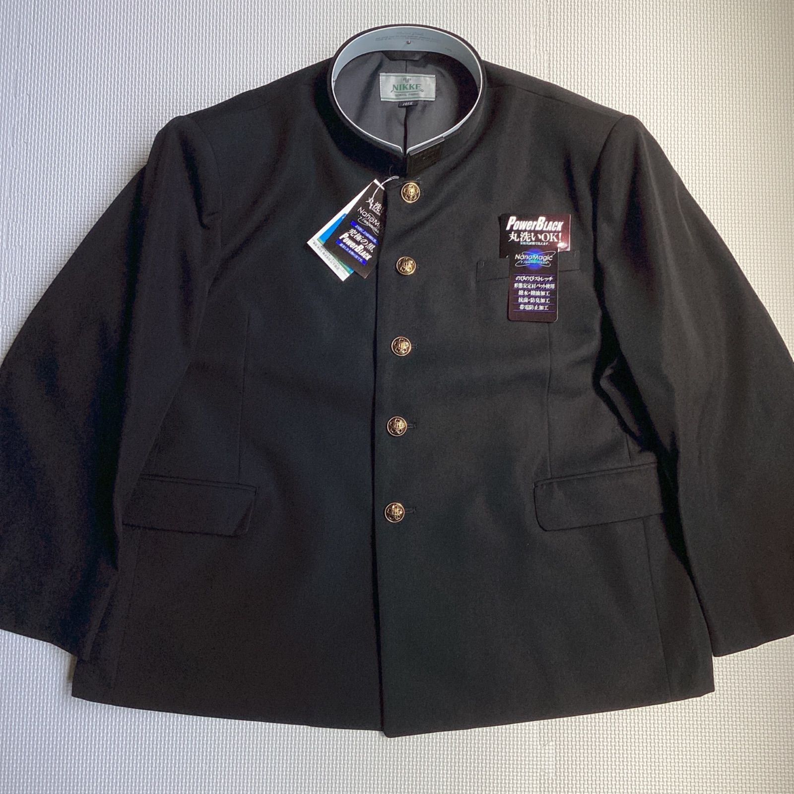 男子 学生服 １６５Ｅ 襟 PB200 学生 PB200 学ラン 詰襟 標準型 ポリエステル50％ 毛50％ NIKKE Power BLACK
