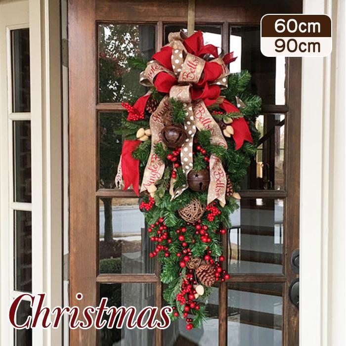 クリスマスリース 玄関 外 飾り 60cm クリスマス花輪 玄関リース