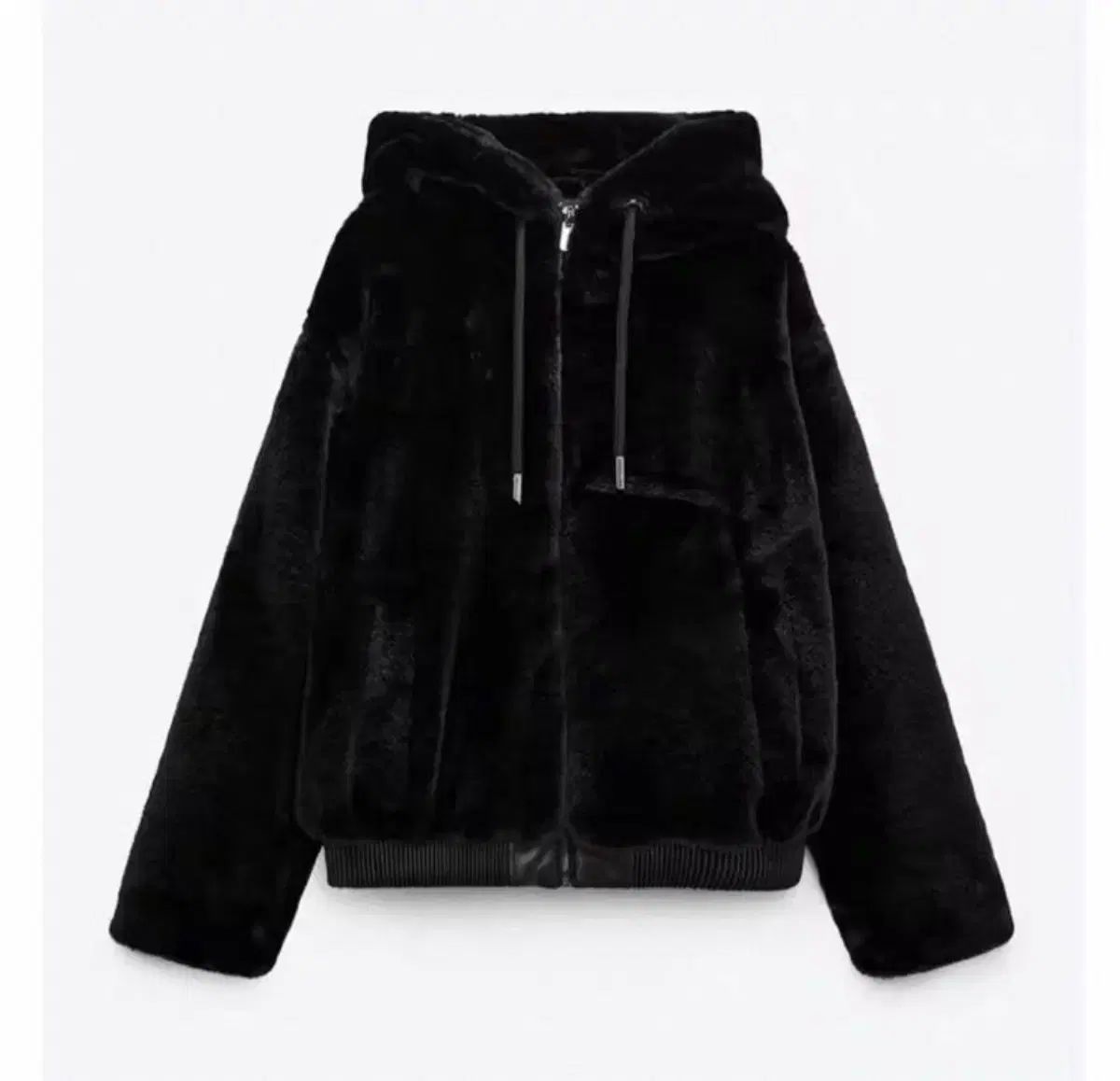 ZARA フェイク ファー フード ブルゾン 黒