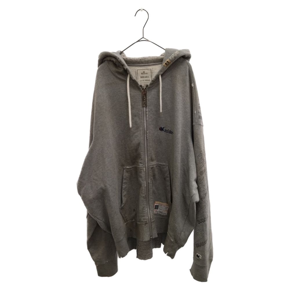 MIHARA YASUHIRO (ミハラヤスヒロ) 22SS Wide Back Parka A08PK621ダメージ加工 ワイドジップアップパーカー  グレー