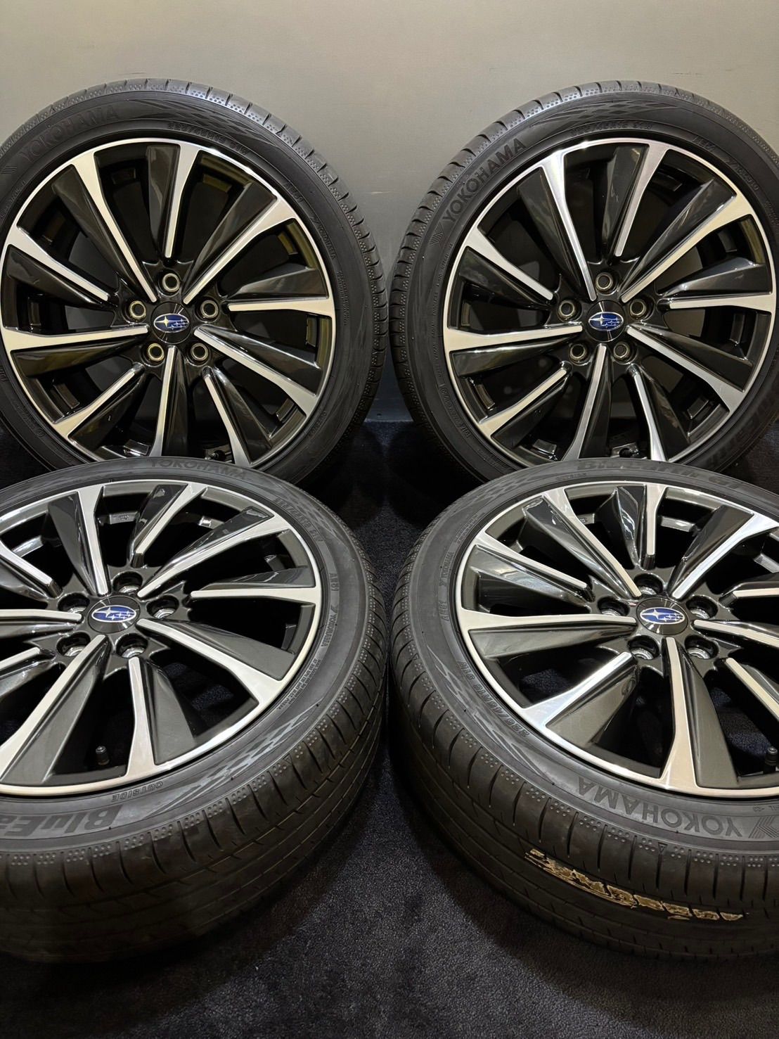 225|45R18 YOKOHAMA|BluEarth-GT 23年製 スバル VN レヴォーグ 純正 18インチ 7.5J 55 114.3 5H 夏タイヤ 4本 WRX 南7-J422