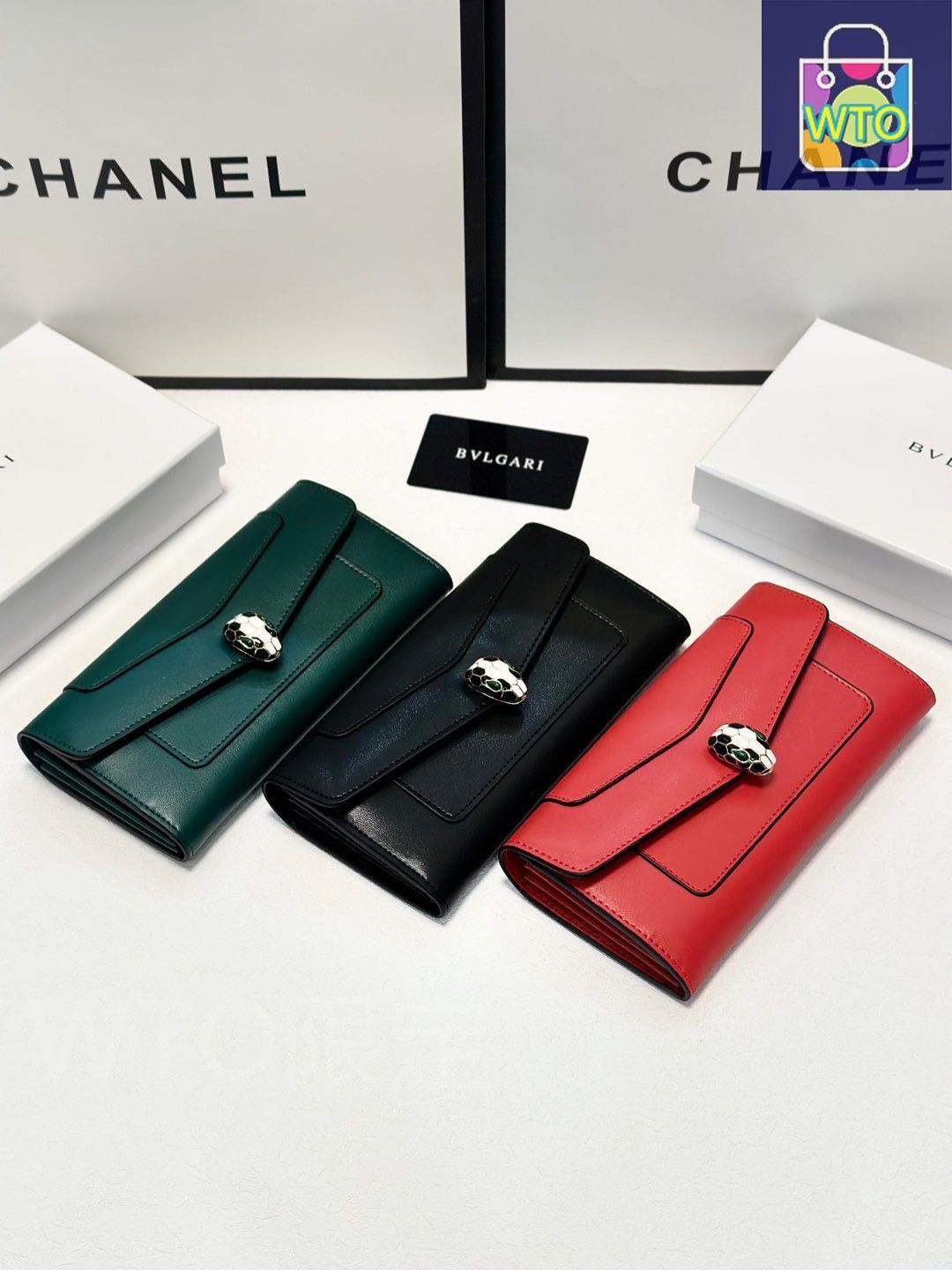 今日特価】BVLGARI レディースウォレット, ブラック/グリーン