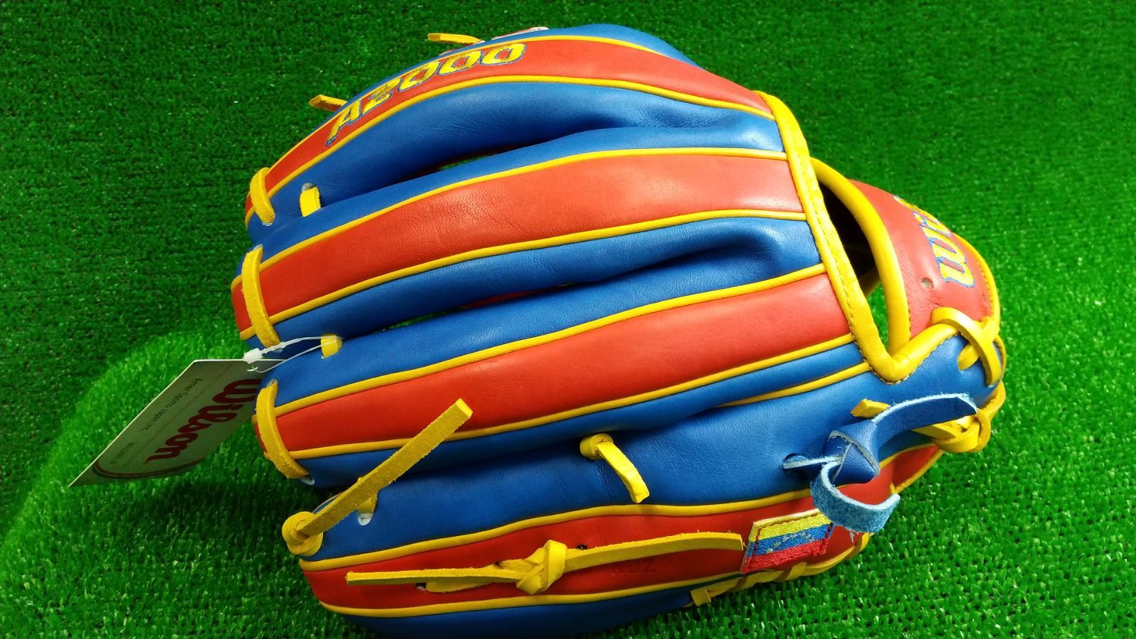 限定品 ウィルソン 硬式用グローブ レッド×ブルー×イエロー 内野手用