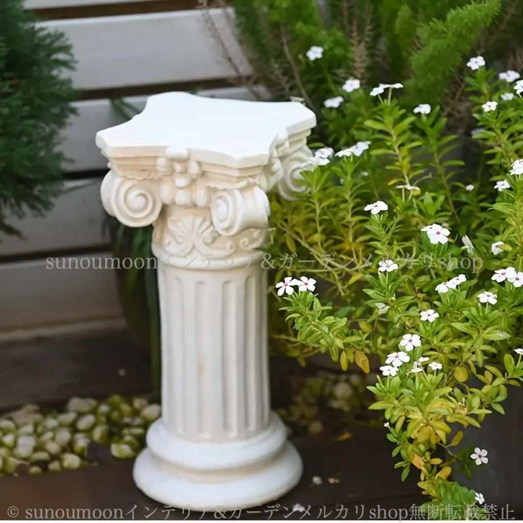 ガーデニング ガーデンオブジェ 雑貨 ガーデンインテリア お洒落 ガーデン雑貨 庭 彫刻 ホワイト おしゃれ ガーデン 円形 庭の装飾 エレガント ガーデン 白 インテリア ヴィンテージ調 ローマ柱 4-7