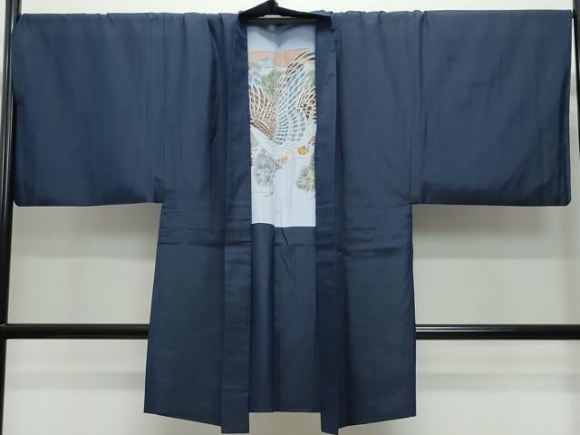 平和屋着物●男性　紬　アンサンブル　濃紺色　キングサイズ　正絹　逸品　CAAV6640vf 平和屋着物○男性 紬 アンサンブル 濃紺色 キングサイズ 正絹 逸品