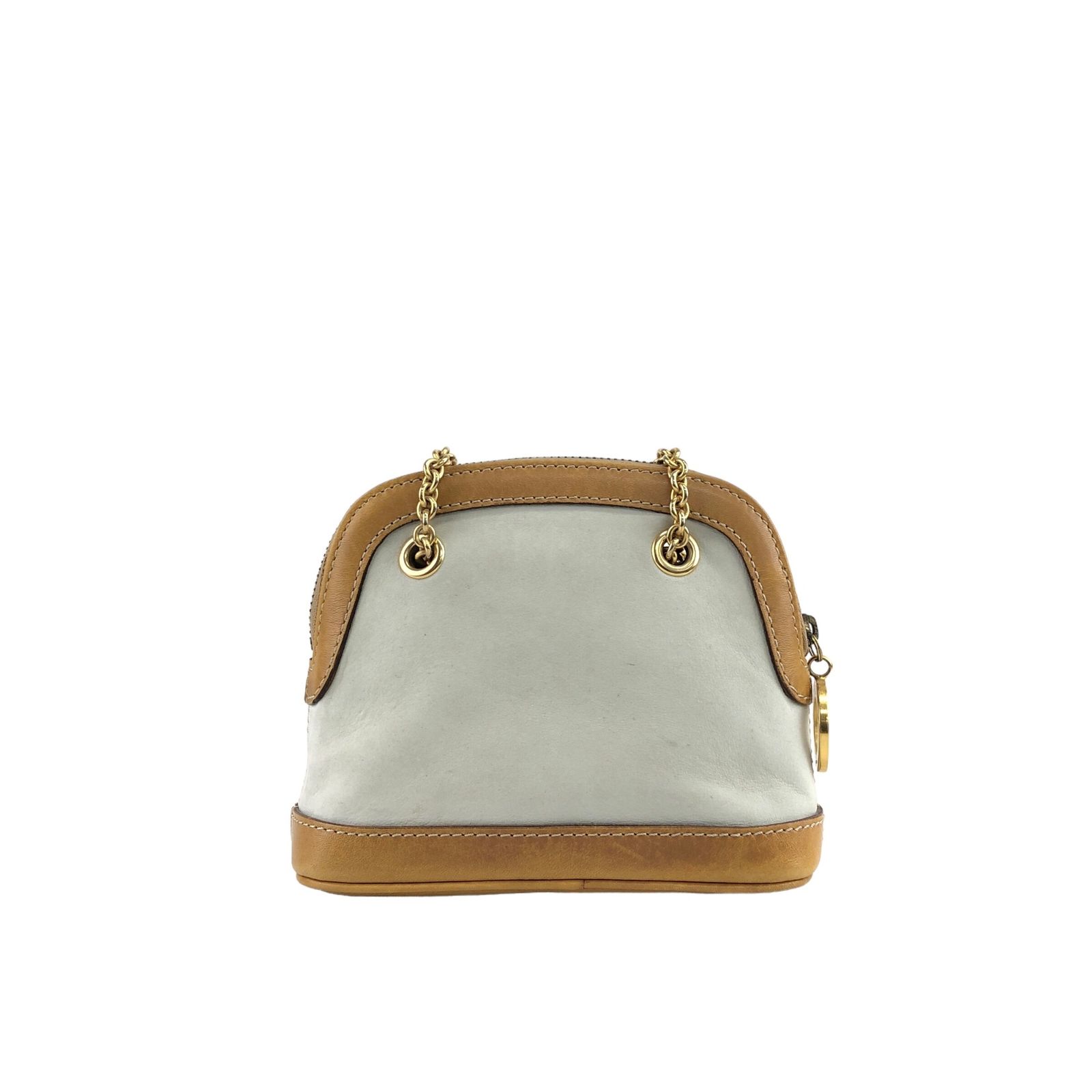 CELINE セリーヌ   ショルダーバッグ ベージュ サークルロゴチャーム レザー がま口 チェーンショルダー 2aechi CELINE セリーヌ ショルダーバッグ ベージュ サークルロゴチャーム