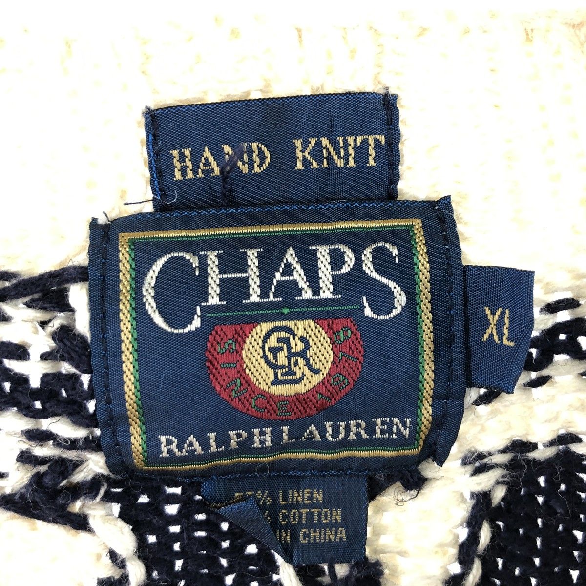 古着 ラルフローレン Ralph Lauren CHAPS チャップス HAND KNIT 総柄