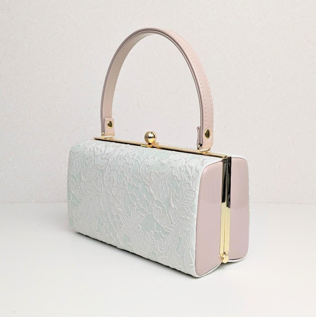 草履 バッグ セット ジャガード 薄い緑×ピンク フリーサイズ u78-2