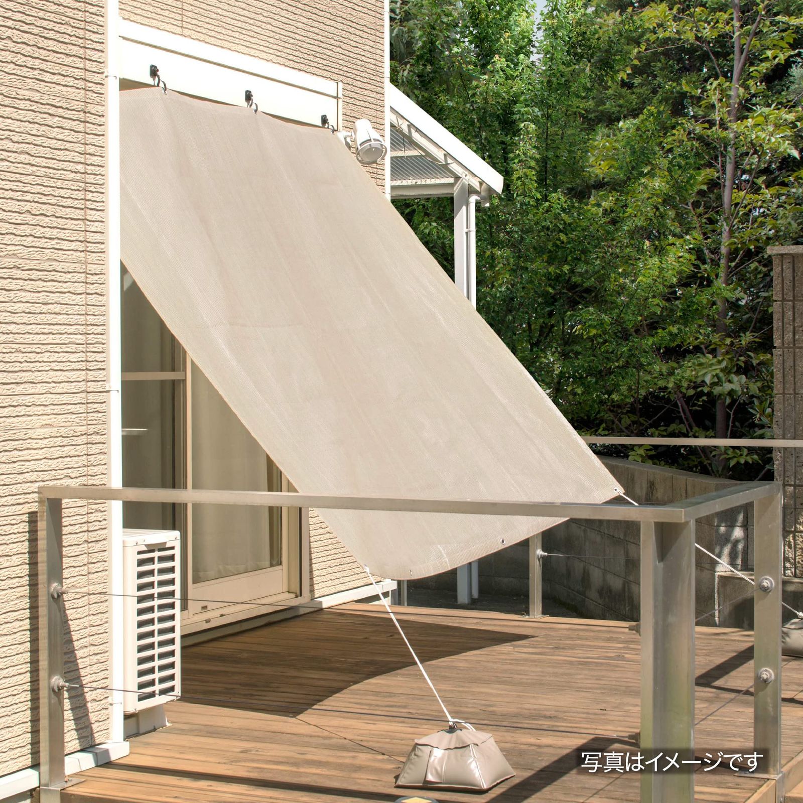 サンシェード シェード 雨ガード JWP オーニング ポリエチレン 2×2m グレー JWP-W20GY 雨よけシェード 日よけ タカショー