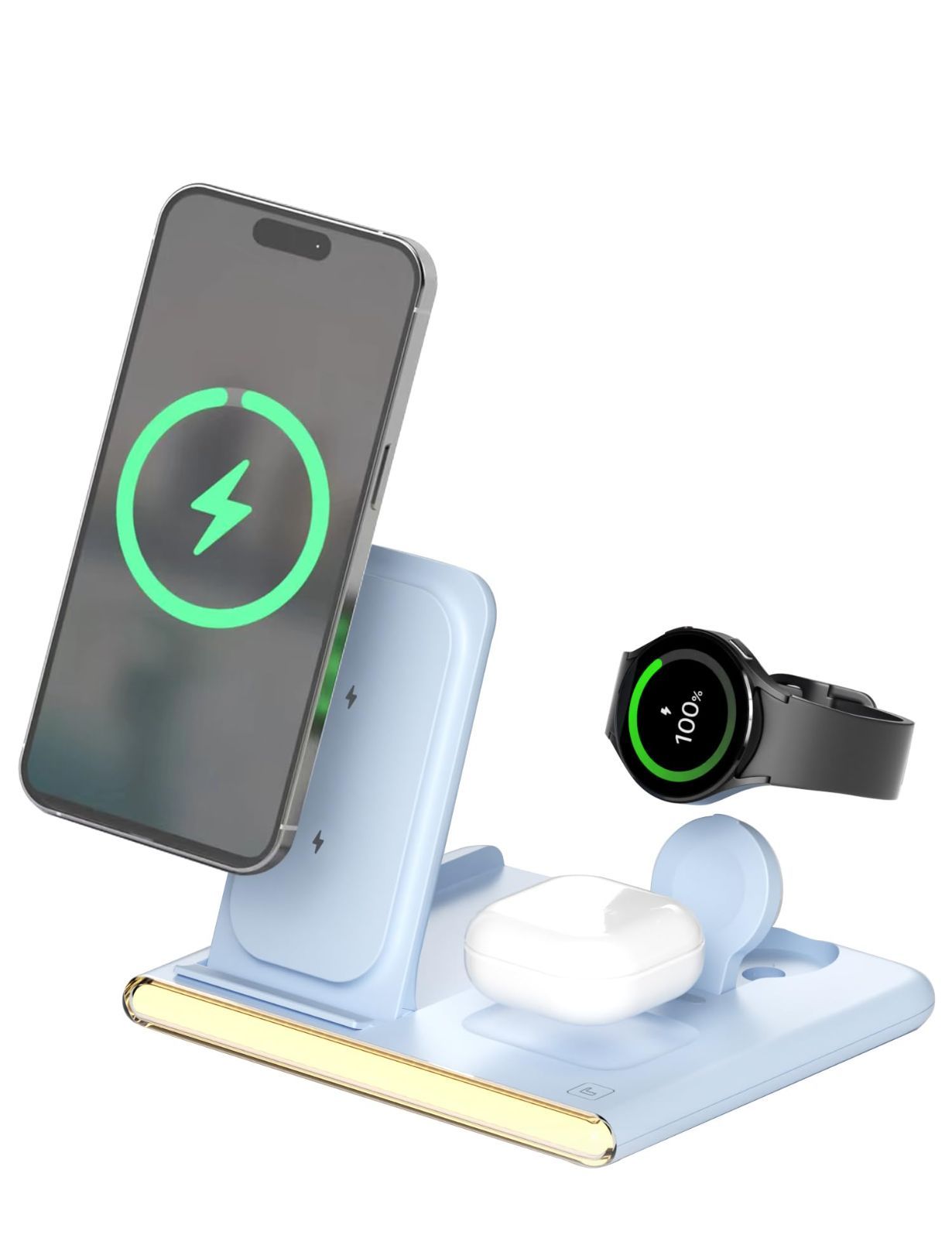 【在庫処分】充電器、互換品AirPods対応、2段階の明るさ調整が可能な静音タッチ調整LED付き Watch Watch/Galaxy 4-in-1ワイヤレス充電器、互換品iPhoneシリーズ、互換品Samsungシリーズ、互換品スマー