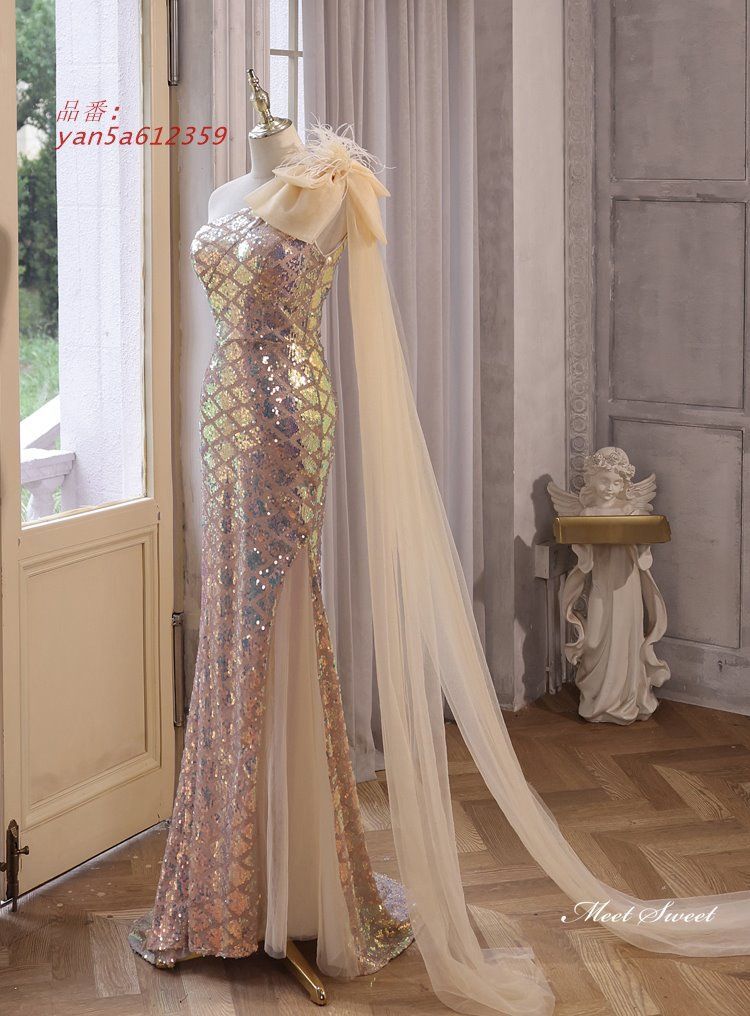 ドレス ロングドレス マーメイドドレス イブニングドレス キラキラ パーティードレス 花嫁 ウエディングドレス 披露宴 ウェディングドレス 結婚式 二次会 yan5a612359