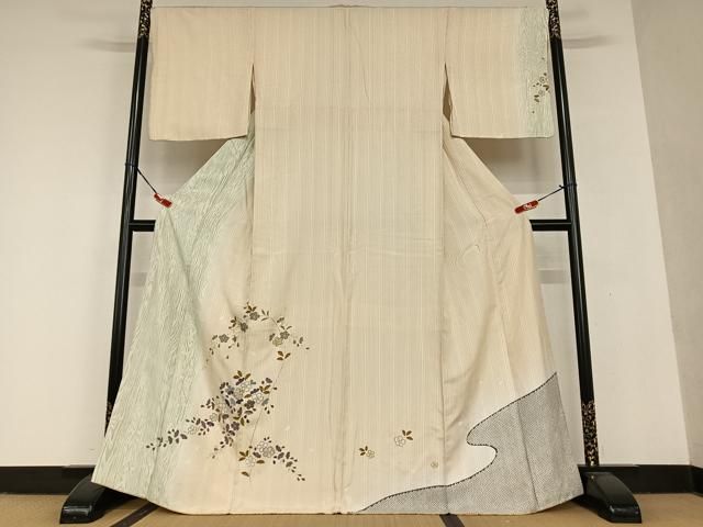 平和屋着物○訪問着 舞桜 木目文様 暈し染め 金彩 正絹 逸品  