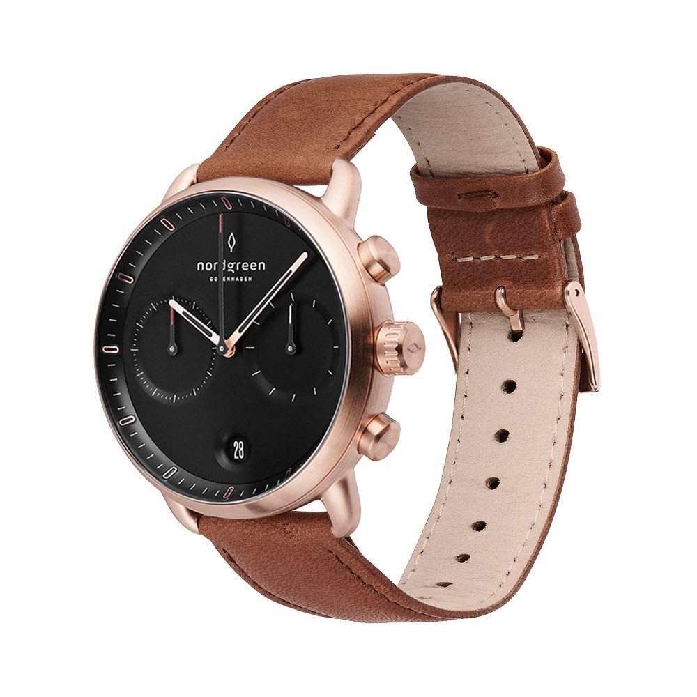 【専用】Nordgreen Pioneer（42mm）ブラウンレザーベルト Nordgreen Pioneer Chronograph | 42mm Green Dial Brown Leather