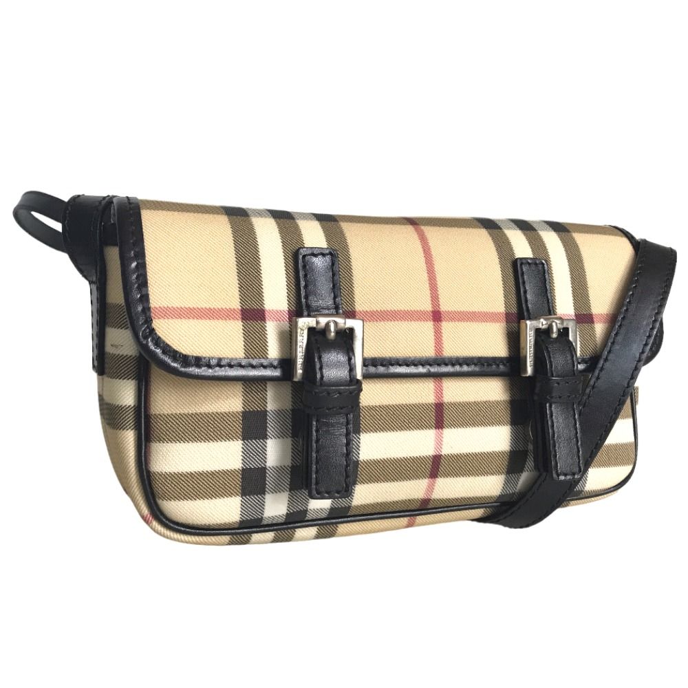 BURBERRY バーバリー ノバチェック スリングバッグ ショルダーバッグ レディース PVCコーティングキャンバス ベージュ ブラック 斜め掛け  肩掛け T-04-02 中古品【鑑定済】 - メルカリ