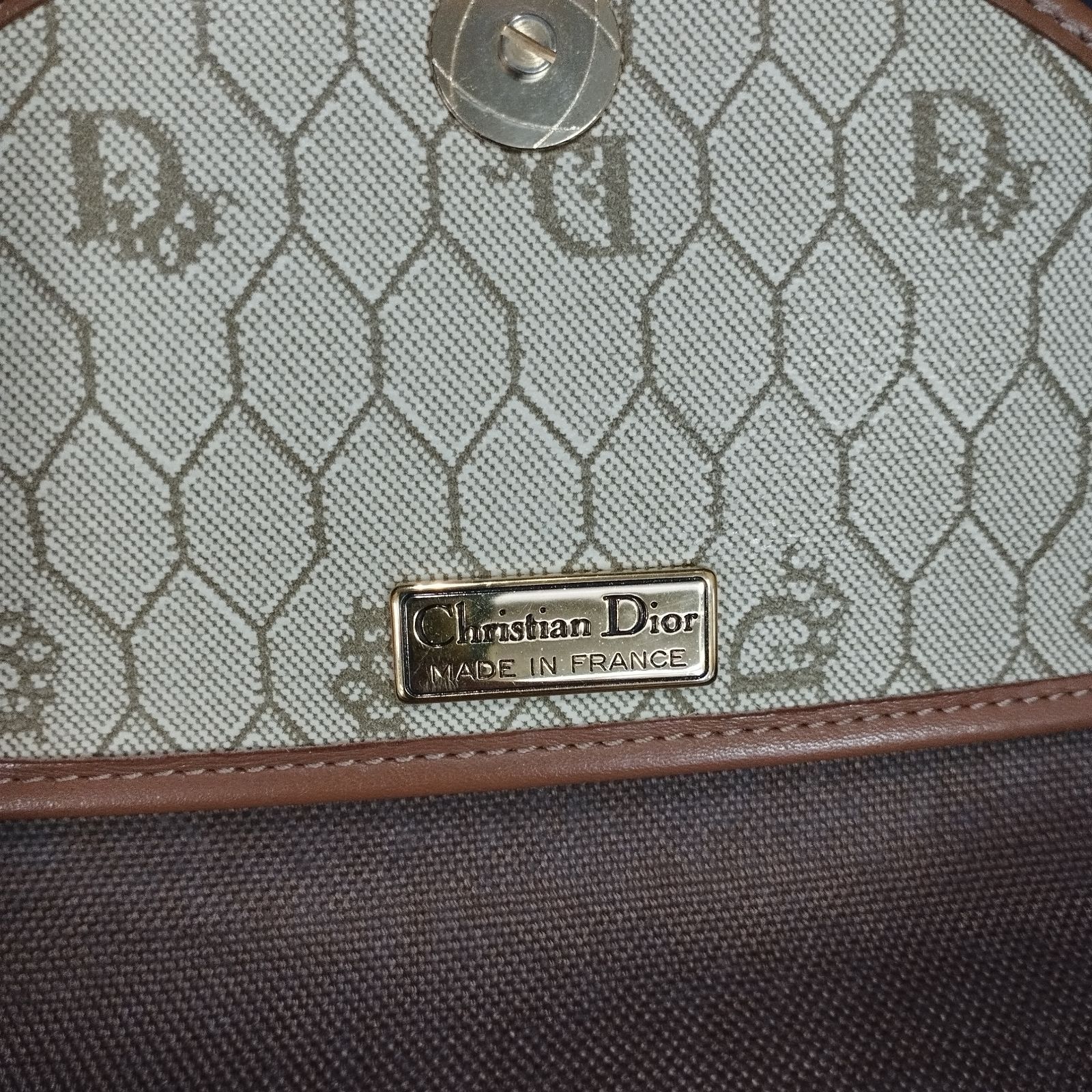 s12525】Christian Dior ディオール ハニカム柄 PVC×レザー