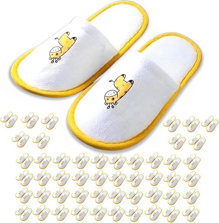 MIMIA こども 用 使い捨て スリッパセット きりん 柄 個包装 子ども 前閉じ 滑らない 室内 厚手 キッズ すりっぱ キリン きりん柄 50足セット 23.0 cm